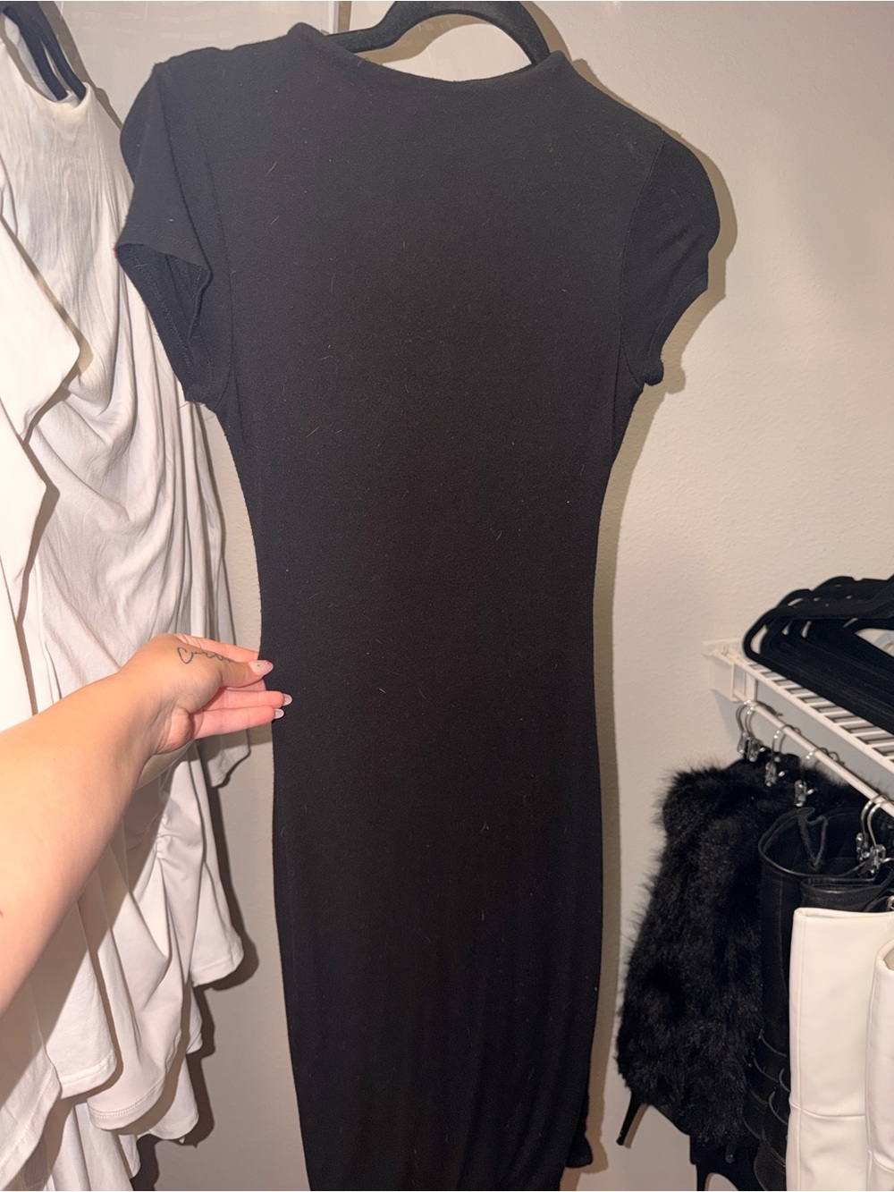 OOTDFash Black Midi Bodycon Dress